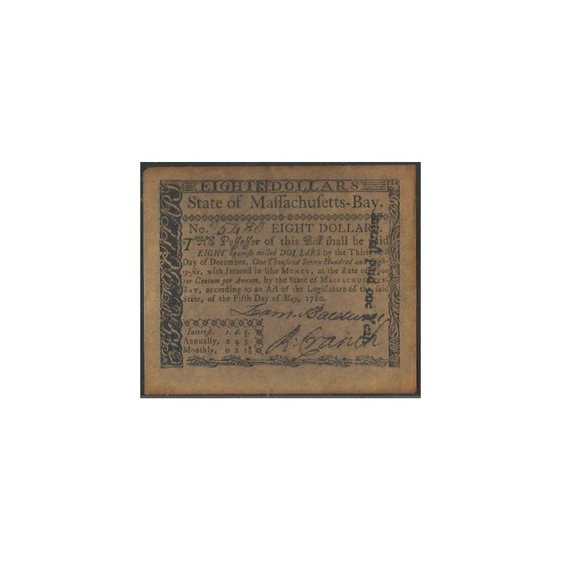 Eeuu - Massachussets, 8 Dollars 5 May 1780 Ps1342 - Fascimil