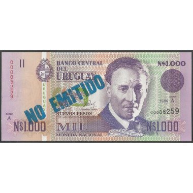 Uruguay, 1.000 Nuevos Pesos 1986 P67A No Emitido