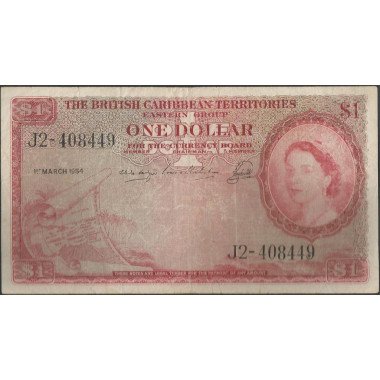 British Caribbean Territories, 1 Dollar 1 Mar 1954 P7B