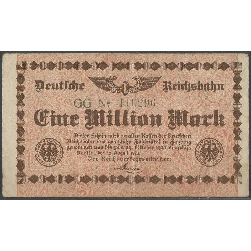 Alemania - Railroads, 1.000.000 Mark 12 Ago 1923 Ps1011
