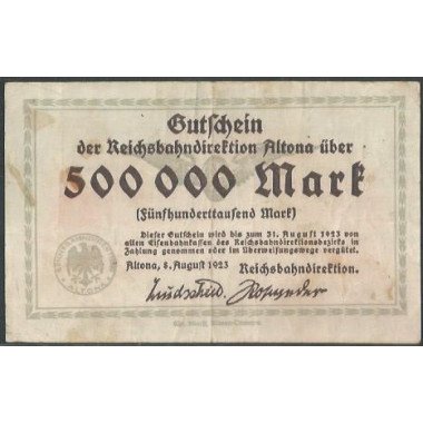 Alemania - Altona, 500.000 Mark 8 Ago 1923 Ps1111