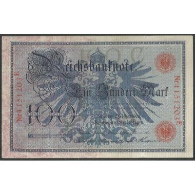 Alemania, 100 Mark 7 Feb 1908 Serie roja P33