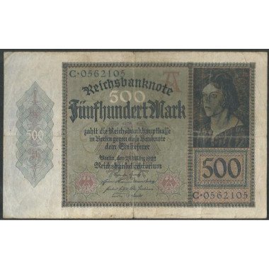 Alemania, 500 Mark 27 Mar 1922 P73