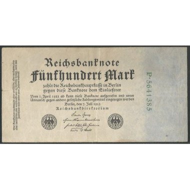 Alemania, 500 Mark 7 Jul 1922 P74b