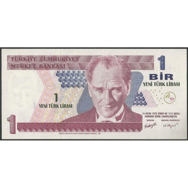 Turkya 1 Nueva Lira 2005 P216