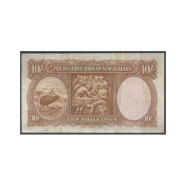 Nueva Zelanda 10 Shillings ND1940-55 P158a reverso