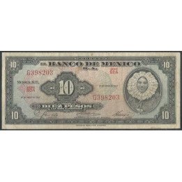Mexico 10 Pesos 10 May 1967 Serie BDA P58l