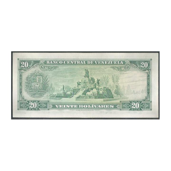 Venezuela 20 Bolivares 29 Ene 1974 B7 P46e reverso
