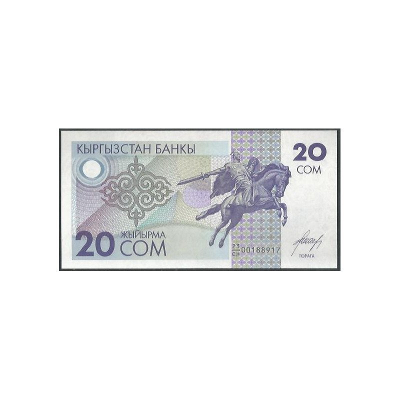 Kyrguistan,20 Som 1993 P6