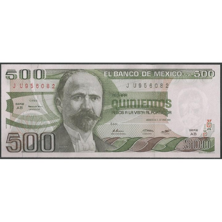Mexico 500 Pesos 27 Ene 1981 Serie AB P75a
