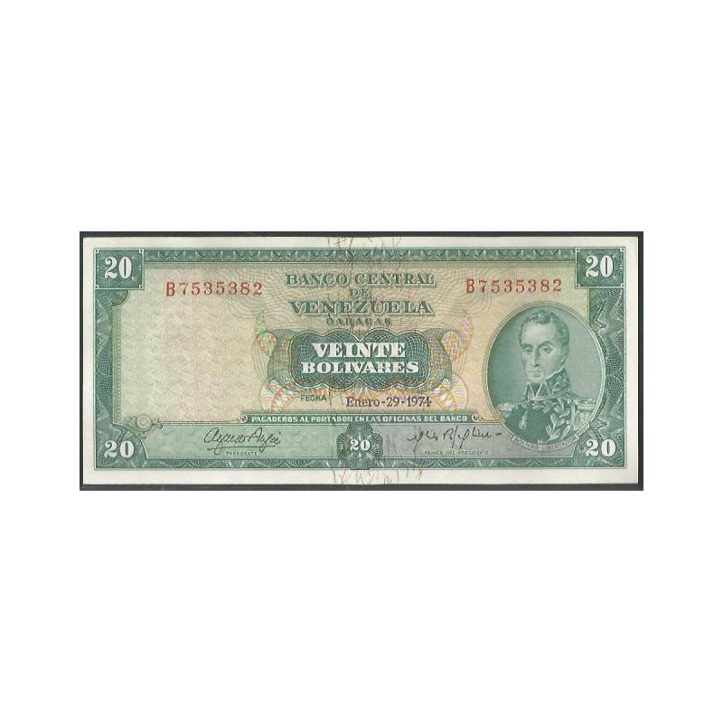 Venezuela, 20 Bolivares 29 Ene 1974 B7 P46e