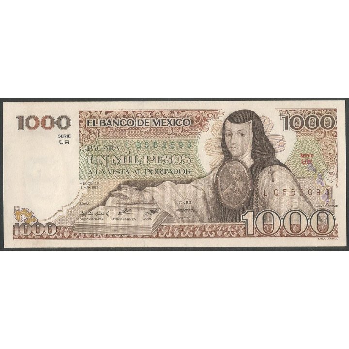 Mexico 1000 Pesos 13 May 1983 Serie UR P80a