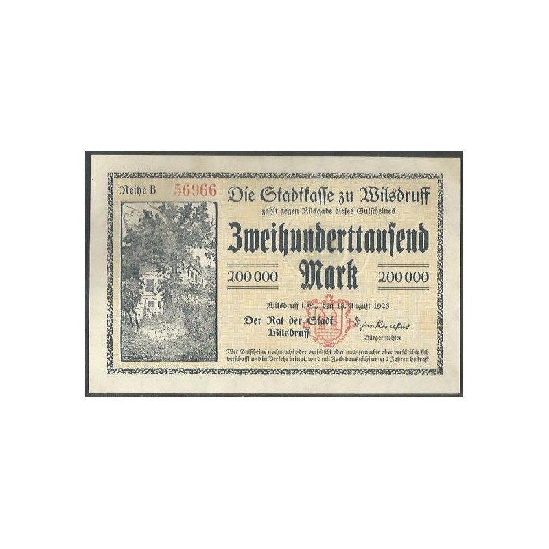 Alemania - Wilsdruff, 200.000 Mark 18 Ago 1923