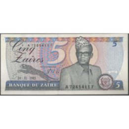Zaire 5 Zaires 24 Nov 1985 P26A