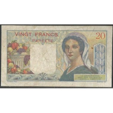 Tahiti, 20 Francs ND1954-8 P21b