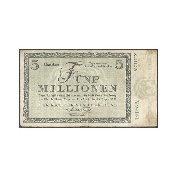 Alemania - Freital 5.000.000 Mark 25 Ago 1923