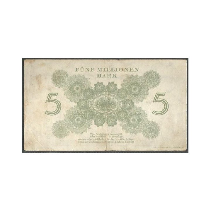 Alemania - Freital 5.000.000 Mark 25 Ago 1923 reverso