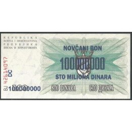 Bosnia & Herzegovina 100.000.000 Dinara 10 Nov 1993 P37