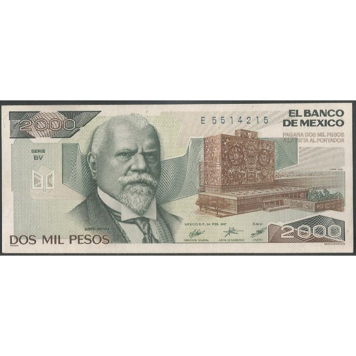 Mexico 2.000 Pesos 24 Feb 1989 Serie BV P86b