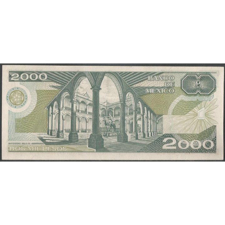 Mexico 2.000 Pesos 24 Feb 1989 Serie BV P86b reverso