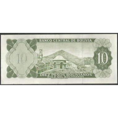 Bolivia, 10 Pesos Bolivianos L 13 Jul 1962 Serie K P154a