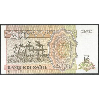 Zaire, 200 Nuevos Zaires 15 Feb 1994 P61a