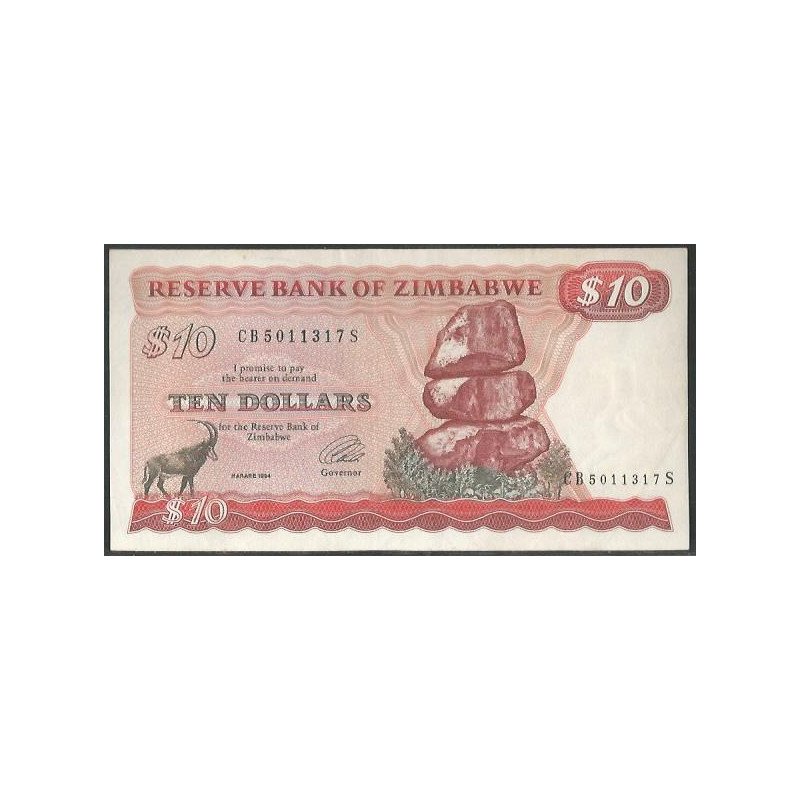 Zimbabwe, 10 Dollars 1994 P3e