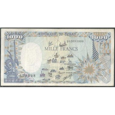 Chad, 1.000 Francs 1 Ene 1990 P10Aa