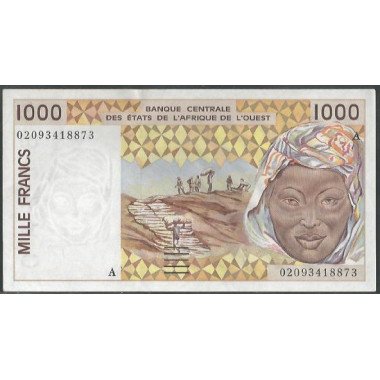 Costa de Marfil, 1.000 Francs ND2002  P111Ak