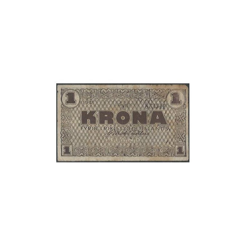 Islandia, 1 Krona 1941 P22a