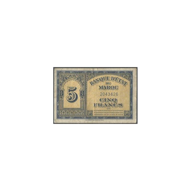Marruecos, 5 Francs 1 Ago 1943 P24