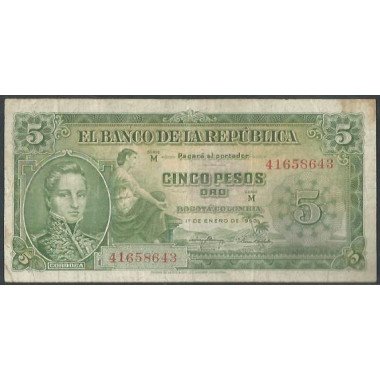 Billete de 5 Pesos 1 Ene 1953 M41658643 BGW124