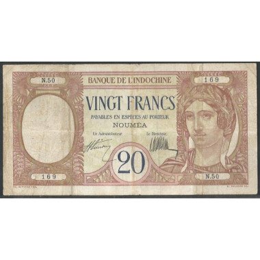 Nueva Caledonia, 20 Francs ND1929 P37a