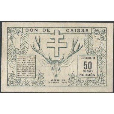 Nueva Caledonia, 50 Centimes 15 Jul 1942 P51