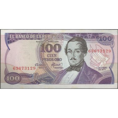 Billete de 100 Pesos 1 Ene 1977 8 dig. BGW307