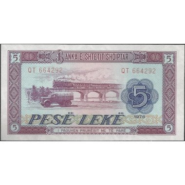 Albania, 5 Leke 1976 P42a