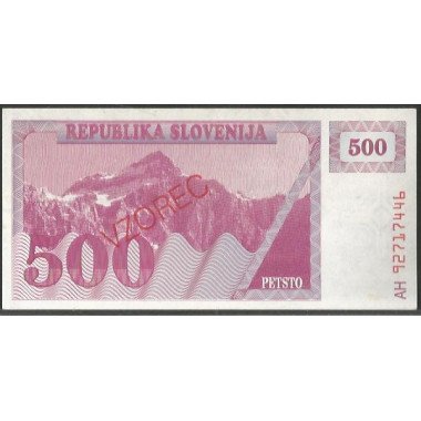 Slovenia, 500 Tolarjev 1990 Specimen P8s1