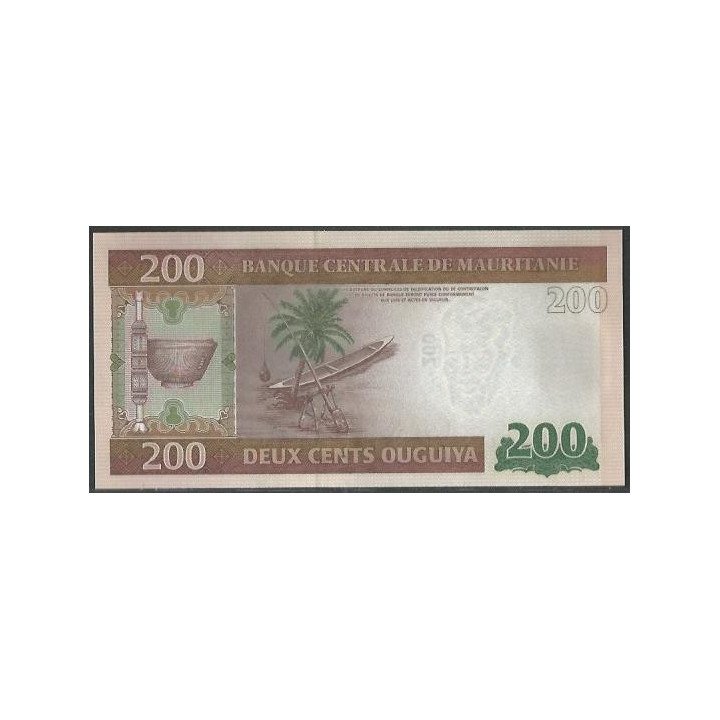Mauritania 200 Ouguiya 28 Nov 2013 P17 reverso