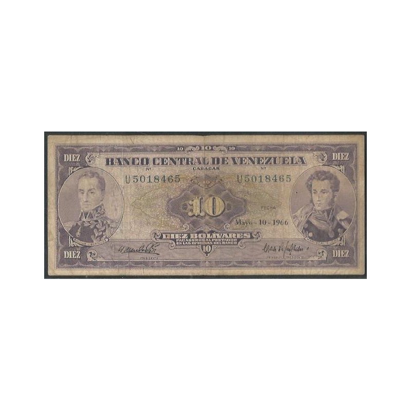 Venezuela, 10 Bolivares 10 May 1966 U 7 Dig P45c