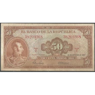 Billete de 50 Pesos 12 Oct 1967 BGW261