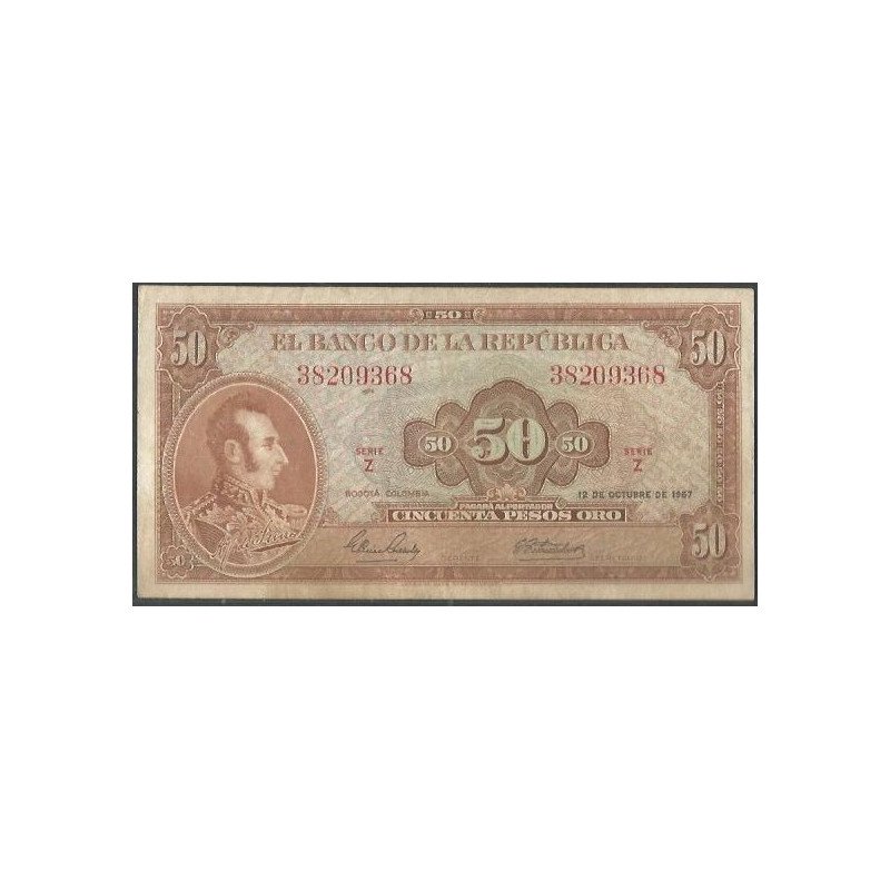Billete de 50 Pesos 12 Oct 1967 BGW261