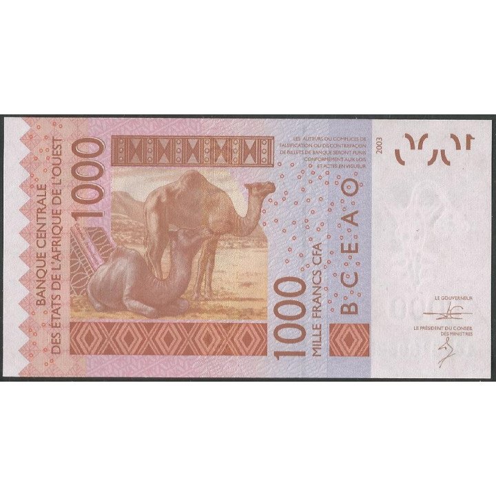 Burkina Faso 1.000 Francs 2014 P315Cn reverso