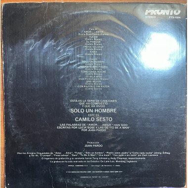 Camilo Sesto-  Solo Un Hombre  - Colombia 1972