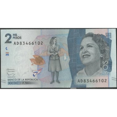 Billete de 2.000 Pesos 19 Ago 2015 Serie AD BGWNF2-4