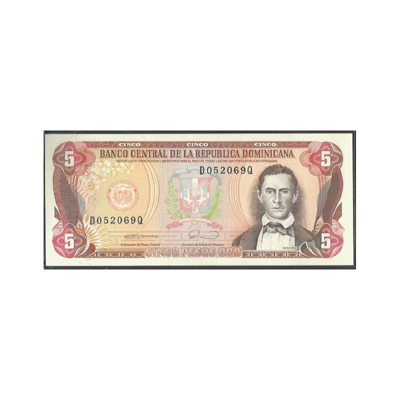 Rep. Dominicana, 5 Pesos 1990 P131