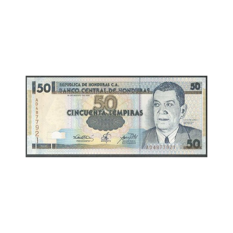 Honduras, 50 Lempiras 30 Ago 2001 P88a