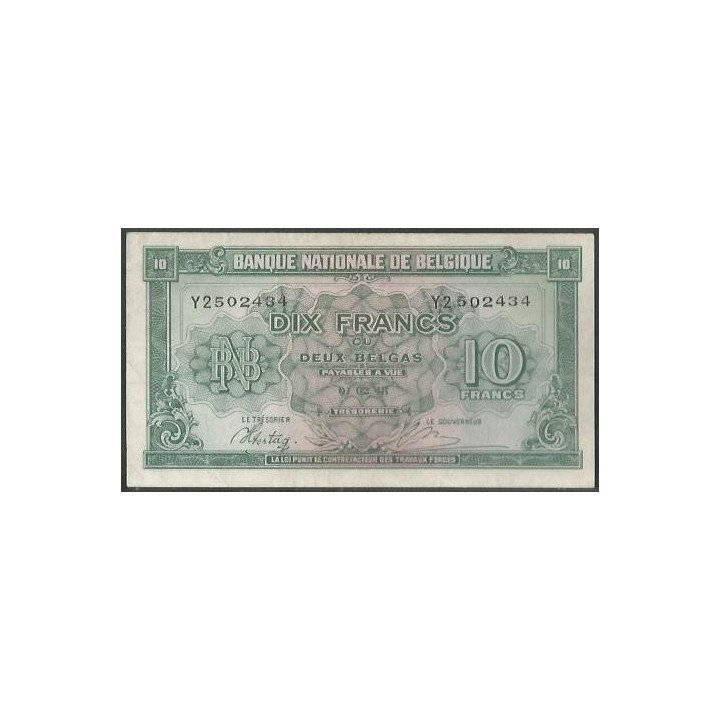 Belgica 10 Francs 1 Feb 1943 P122a