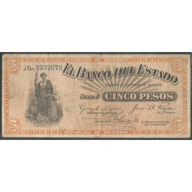 Banco Del Estado 5 Pesos 1 Oct 1900 Ps505