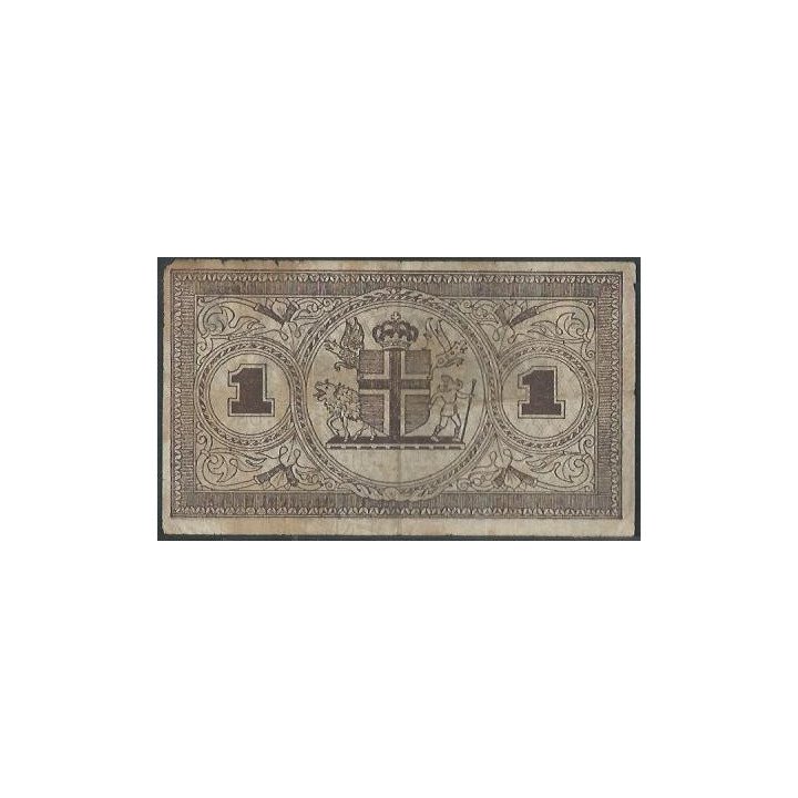 Islandia 1 Krona 1941 P22a reverso