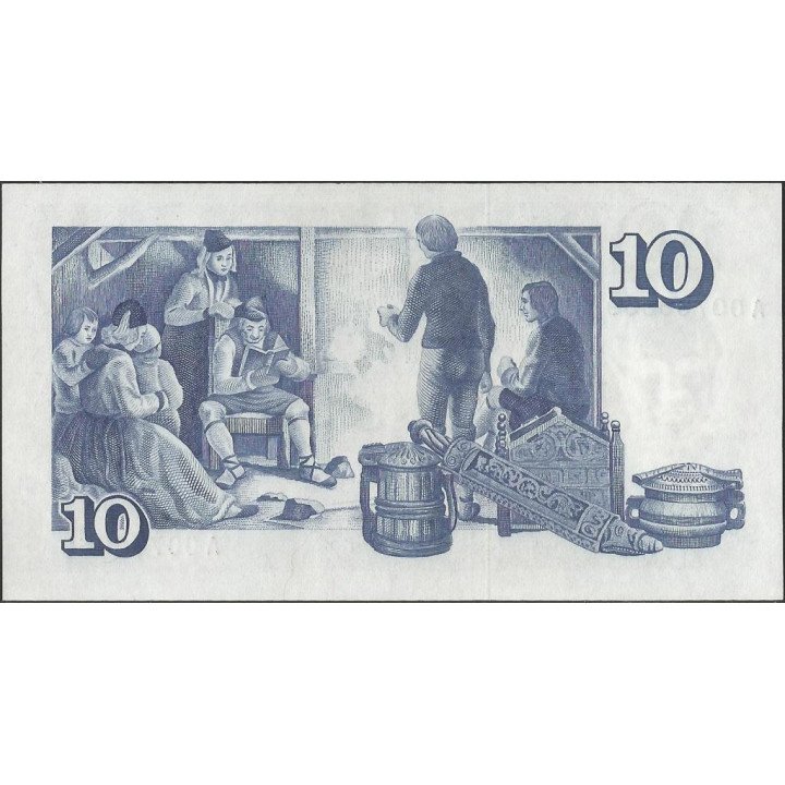 Islandia 10 Kronur 29 Mar 1961 P48a reverso